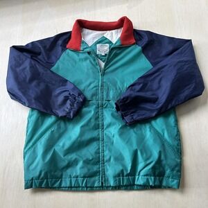 Vintage Current Seen Jacket Mens Medium Green Navy Windbreaker Full Zip Lined